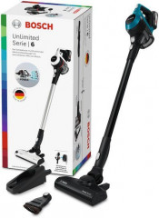 BOSCH BOSCH Akku-Stielstaubsauger Unlimited Serie 6, schwarz, BKS6111P, beutellos, 18V Power for ALL Akku, inkl. Mobelpinsel  Беспроводной пылесос BOSCH Unlimited Series 6, черный, BKS6111P, без мешка, аккумулятор 18 В Power for ALL, включая мебельную щет
