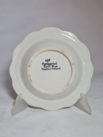 Тарелка декоративная винтажная Delft Blue "Авто экспедиторской компании Brucker", фарфор, 20 см, Голландия, 1960-70гг.