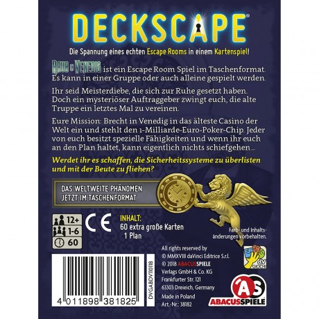 Abacusspiele Deckscape Raub in Venedig Ограбление палубы в Венеции