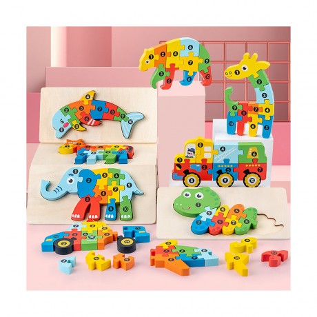 Syntek Bauklotze fur Kinder Holzklotze fur Kinder mit 3D-Formen Строительные блоки для детей Деревянные блоки для детей с объемными формами