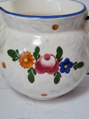 Кувшин винтажный Schramberg с ярким цветочным декором и синим кантом, керамика, Германия, 1950-60гг.