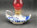 Лампа с фитилем винтажная Delft Blue Holland, в комплекте масло для лампы, ручная роспись, фарфор, Голландия, 1960-70гг.