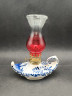 Лампа с фитилем винтажная Delft Blue Holland, в комплекте масло для лампы, ручная роспись, фарфор, Голландия, 1960-70гг.