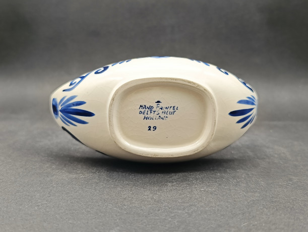 Лампа с фитилем винтажная Delft Blue Holland, в комплекте масло для лампы, ручная роспись, фарфор, Голландия, 1960-70гг.