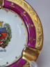 Пепельница винтажная Limoges Francce, бело-красный фарфор "Герб Парижа", 10,5 x 2 см, Франция, 1960-70гг.