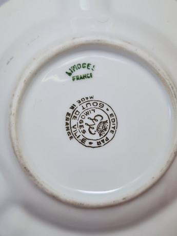 Пепельница винтажная Limoges Francce, бело-красный фарфор "Герб Парижа", 10,5 x 2 см, Франция, 1960-70гг.