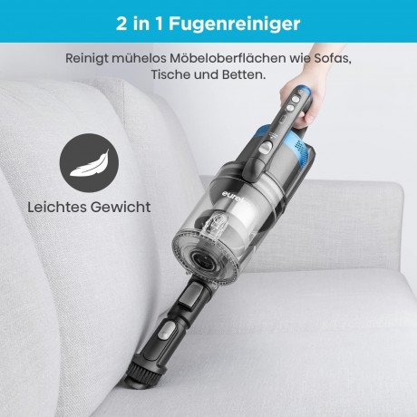 Eureka! Eureka! Akku-Hand-und Stielstaubsauger Ideal fur Hartboden, Teppiche, Tierhaare, 350,00 W, beutellos, mit LED-Beleuchtung 50 Min Laufzeit Handstaubsauger fur Haus Hartboden  Эврика! Беспроводной ручной пылесос, идеально подходит для твердых полов,