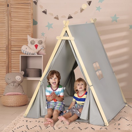 HOMCOM Kinder Tipi Zelt mit Kissen Детская палатка-вигвам с подушками