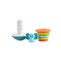 MONI Stapelringe HE0295 Elefant 7-teilige Stapelpyramide mit Musiktonen beim Stapeln Stapelspielzeug Кольца для штабелирования HE0295 Слон 7-элементная пирамида для штабелирования с музыкальными мелодиями.