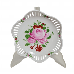 Тарелка сервировочная винтажная Lichte / Fine China с цветочным декором, фарфор, 17 см, Германия, 1960-70гг.