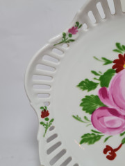 Тарелка сервировочная винтажная Lichte / Fine China с цветочным декором, фарфор, 17 см, Германия, 1960-70гг.