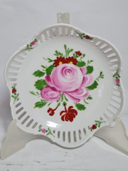 Тарелка сервировочная винтажная Lichte / Fine China с цветочным декором, фарфор, 17 см, Германия, 1960-70гг.
