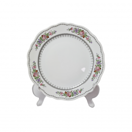 Hutschenreuther Фарфоровая тарелка с цветочным рисунком и узором по краю, 19,5 см, Германия, 1960-70гг.