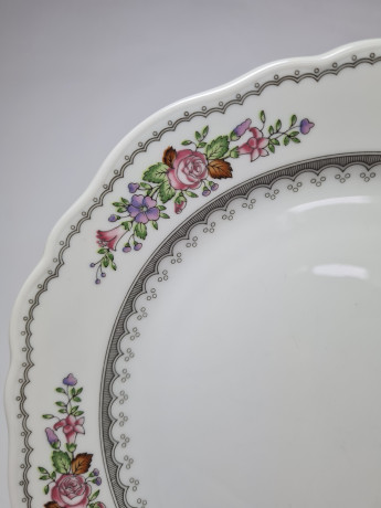 Hutschenreuther Фарфоровая тарелка с цветочным рисунком и узором по краю, 19,5 см, Германия, 1960-70гг.