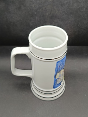 Кружка немецкая пивная винтажная Lubero / R.Nock "Почетный дар муниципалитета Офтерсхайм" с изображением города, 0.5 л, 18 см, фарфор, Германия, 1970-80гг.