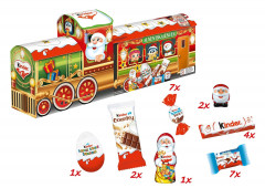 Kinder Mix Adventskalender 3D-Zug 226g, Киндер Адвент-календарь 2025 &quot;Рождественский экспресс&quot;, 24 сладких сюрприза, 226 грамм