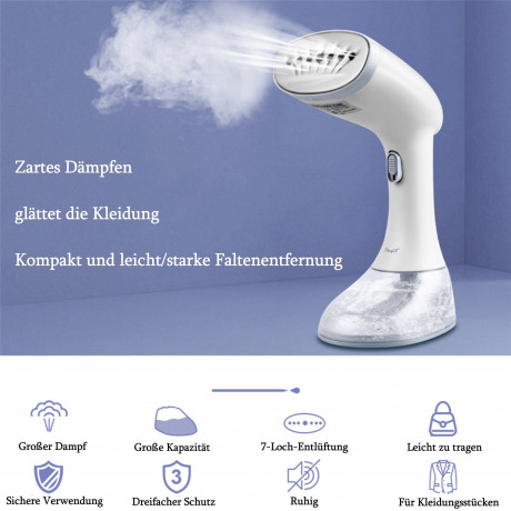 CkeyiN CkeyiN Dampfburste Handdampfburste, tragbare Haushaltsdampfburste, 1640,00 W, glatte Bodenplatte aus Edelstahl, 350ml-Wassertank  Ручная паровая щетка CkeyiN, портативная бытовая паровая щетка, 1640,00 Вт, гладкая опорная пластина из нержавеющей ст