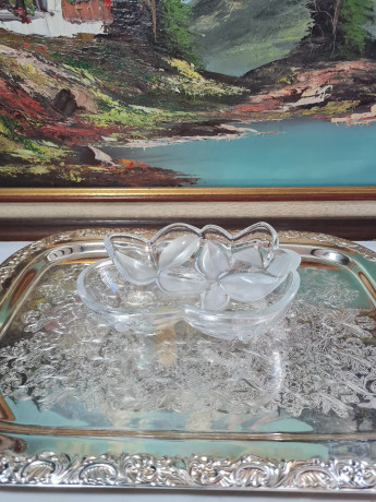 Салатница винтажная Walther Glas в виде цветка, хрусталь, 18.5 см, Германия, 1960-70гг.