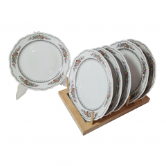 Hutschenreuther НАБОР Фарфоровых тарелок с цветочным рисунком и узором по краю, 19,5 см, 6 шт., Германия, 1960-70гг.