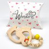 glucksWunder Holz Greifling Beissring Babyfusschen Buche personalisiert mit Name in Geschenkverpackung Деревянное кольцо для прорезывания зубов детские ножки бук персонализированное с именем в подарочной коробке