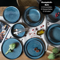 Moritz &amp; Moritz Moritz &amp; Moritz Tafelservice 18-tlg Blau Reaktiv  schwarz Обеденный сервиз Moritz &amp;amp; Moritz, 18 предметов, синий реактивный