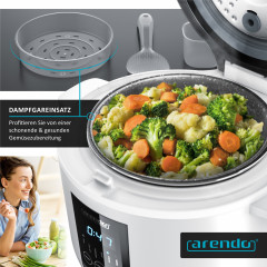 Arendo Arendo Reiskocher, 350 W, Digitaler Dampfgarer, Kochprogramme, Timer, Warmhaltefunktion, Display  Рисоварка Arendo, 350 Вт, цифровая пароварка, программы приготовления, таймер, функция поддержания тепла, дисплей