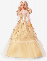 Barbie Holiday Barbie Doll 2023 HJX08 Кукла Барби рождественская, блондинка в золотом платье