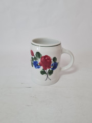Кружка пивная винтажная Lilien Porzellan Austria с яркими цветами, ручная роспись, фарфор, 11.5 см, Австрия, 1960-70гг.
