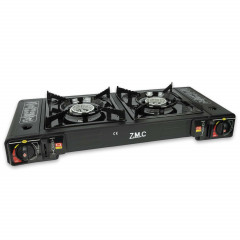 ZMC ZMC Gaskocher Doppel Kartuschenkocher Gaskocher 2 Flammig + 20x Gaskartuschen 227g, (mit automatische Piezo-Zundung Warmeleistung: 2,3KW), Outdoor Gas Campingkocher 2Fach Gasherd Ofen Butan Kochfeld Gas Kocher  Газовая плита ZMC с двойным картриджем, 