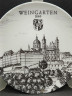 Тарелка декоративная в бело-черных тонах Altenkunststadt "Аббатство Вайнгартен (1860)" винтажная, фарфор, 17 см, Германия, 1960-70гг.