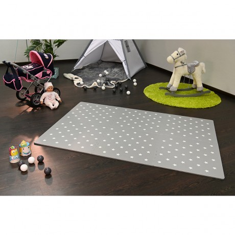 KNORR Toys Spielmatte\/Puzzlematte grau Sterne ca. 178 x 120 cm Коврик для игр/коврик для пазлов серые звезды примерно 178 x 120 см