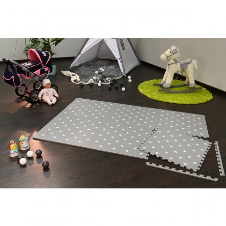 KNORR Toys Spielmatte\/Puzzlematte grau Sterne ca. 178 x 120 cm Коврик для игр/коврик для пазлов серые звезды примерно 178 x 120 см