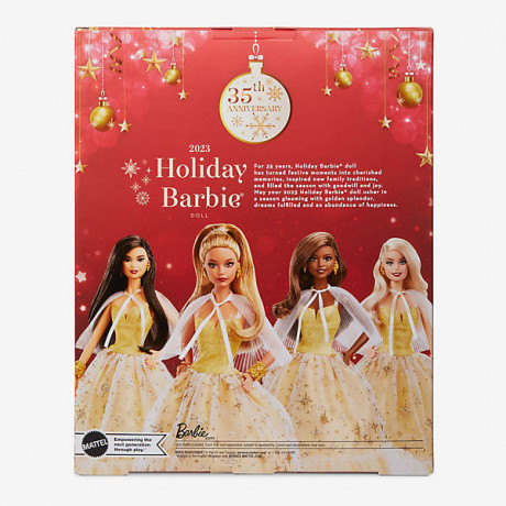Barbie Signature Holiday Doll 3 mehrfarbig Modell 4 HJX06 Кукла Барби рождественская, со светлыми волосами в золотом платье