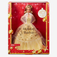 Barbie Signature Holiday Doll 3 mehrfarbig Modell 4 HJX06 Кукла Барби рождественская, со светлыми волосами в золотом платье