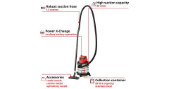 Einhell Einhell Nass-/Trockensauger TC-VC 18/20 Li S-Solo rot/silber, ohne Akku und Ladegerat  rot/silber Пылесос для влажной/сухой уборки Einhell TC-VC 18/20 Li S-Solo красный/серебристый, без аккумулятора и зарядного устройства