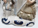 German porcelain, Немецкая винтажная фарфоровая статуэтка рококо "Музыканты с арфой" 12см, 1960-70гг.