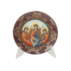 Декоративная тарелка винтажная Episches Porzellan Russland, коллекционная номерная тарелка №754 &quot;Троица&quot; худ. Сергей Девяткин, 20 x 2,5 см, 1996гг.
