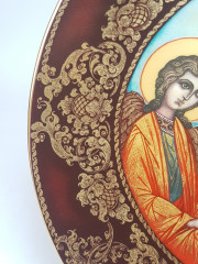 Декоративная тарелка винтажная Episches Porzellan Russland, коллекционная номерная тарелка №754 &quot;Троица&quot; худ. Сергей Девяткин, 20 x 2,5 см, 1996гг.