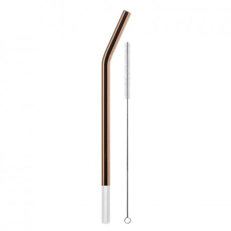 Eisch Eisch Gentleman Trinkhalm geknickt Glas Kupfer mit Reinigungsburste - im Geschenkkarton l: 22,5 cm / d: 9 mm Соломинка для питья Eisch Gentleman изогнутая стеклянная медь с щеточкой для чистки - в подарочной коробке длина: 22,5 см / г: 9 мм