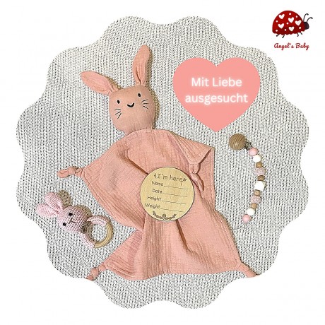 Angels Baby Baby Geschenkset mit Schnullerkette und Schnuffeltuch 4 teilig Детский подарочный набор с цепочкой для пустышки и одеялом