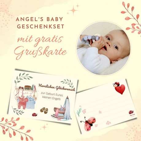 Angels Baby Baby Geschenkset mit Schnullerkette und Schnuffeltuch 4 teilig Детский подарочный набор с цепочкой для пустышки и одеялом