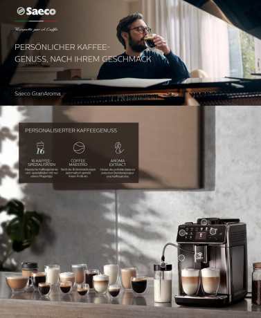 Saeco Saeco Kaffeevollautomat GranAroma Kaffeevollautomat 16 Kaffeesorten, Intuitives Farbdisplay, Kaffeeautomat Cafemaschine Kaffeemaschine mi Mahlwerk Vollautomat Cafe  Полностью автоматическая кофемашина Saeco GranAroma полностью автоматическая кофемаш