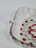 Фруктовница винтажная Walther Glas, квадратная, с красным декором, стекло, 19 х 16.5 см, Германия, 1970-80гг.