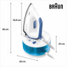 Braun Braun Dampfbugelstation CareStyle Compact IS2143BL, 1500 ml Wassertank, blau, max. Dampfmenge 420g/min, Ruckwartsbugeln uber Knopfe Паровая гладильная станция Braun CareStyle Compact IS2143BL, резервуар для воды 1500 мл, синий, максимальное количес