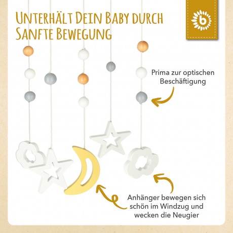 bieco Baby Mobile Holz Einschlafhilfe Baby Deko Zimmer Holzmobile fur Kinderbett O15cm Mobiles Детский мобильный деревянный спальный аппарат для детской комнаты в стиле деко деревянный мобильный телефон для детской кроватки O15cm мобильные телефоны