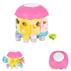 MONI Steckspiel Pilzhaus Musik Licht Formsortierspiel 4 Formen Steckpuzzle Подключаемая игра Грибной домик Музыка Свет Игра для сортировки фигур Подключаемая головоломка из 4 фигур