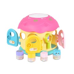 MONI Steckspiel Pilzhaus Musik Licht Formsortierspiel 4 Formen Steckpuzzle Подключаемая игра Грибной домик Музыка Свет Игра для сортировки фигур Подключаемая головоломка из 4 фигур