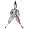 Venice Clown Arlecchino, Венецианская кукла Клоун Арлекин в серебряно-розовом костюме, фарфор, 40см, Италия 1985г