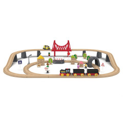 Syntek Bauklotze fur Kinder Selbstgebauter magnetischer Zug fur Kinder mit Holzschienen Конструкторы для детей Самодельный магнитный поезд для детей с деревянными рельсами