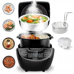 TurboTronic by Z-Line TurboTronic by Z-Line Multikocher 5 Liter Dampfgarer, japanischer Reiskocher Slowcooker mit Timer, 860 W, Schwarz Digital fur Milchreis Multivarka Schongarer  Мультиварка TurboTronic by Z-Line пароварка 5 литров, японская рисоварка, 
